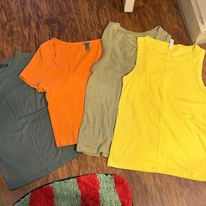Stylish Women's Tops Set - Yellow, Orange, Green